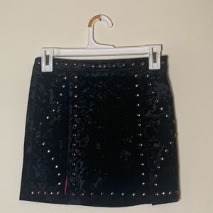 Black velvet silver studded mini skirt
